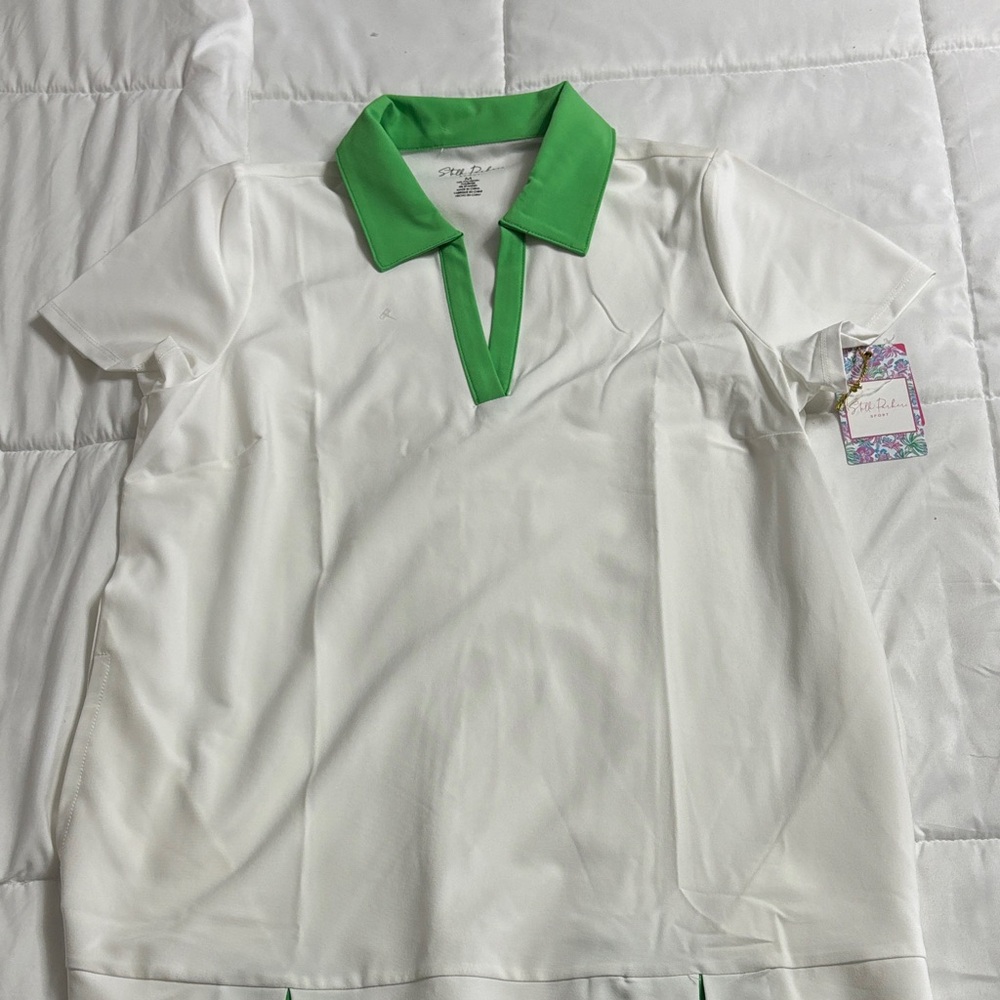 Green and White Women's Polo Shirt